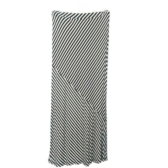 Cha Cha Vente Plus Size 2X Maxi Skirt Womens Black White Striped Asymmetric - Picture 4 of 8